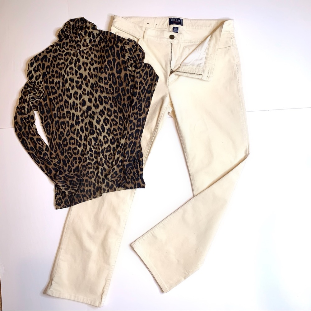 Chaps Corduroy Pants, Winter White ,Size 14
